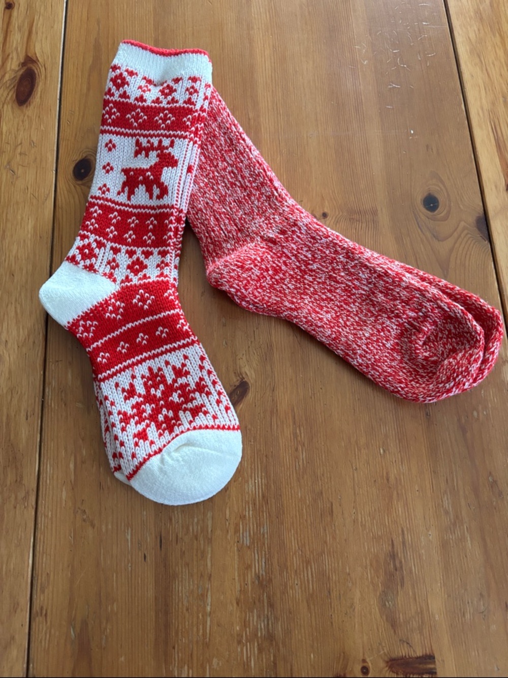 Men's Red & White Holiday Crew Socks